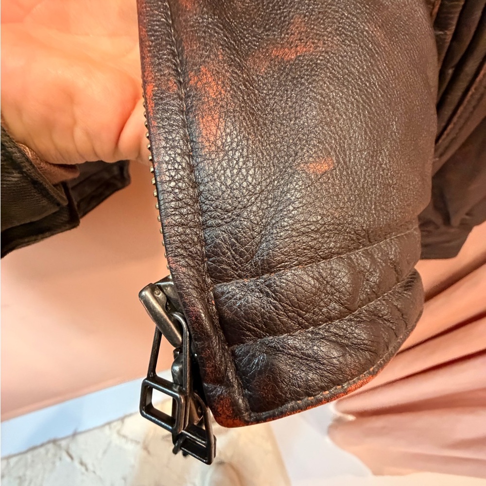 FRIZMWORKS. Washed Brown Leather Jacket - Picture 5 of 5